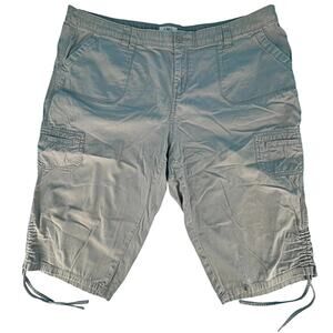 Cato Woman Capri Drawstring Hem Pants Pockets Plus Size 20W 98% Cotton Gray